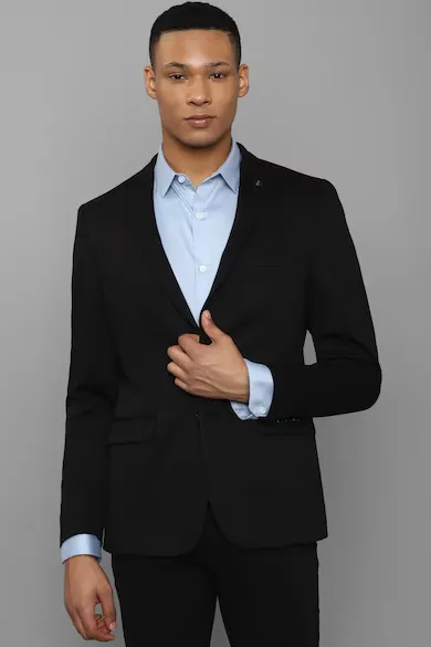 Men Black Slim Fit Solid Formal Blazer